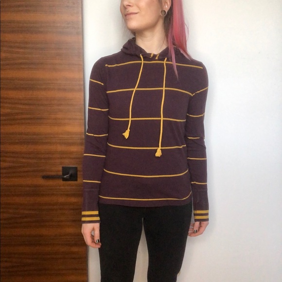 Maroon and Gold Striped Hooded Tee - Picture 2 of 8